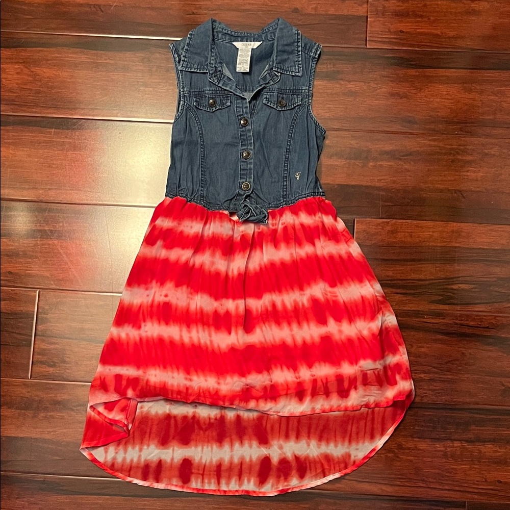 Guess Denim & Tie-Dye Dress Red White Blue Patriotic July Fourth Girl's 12